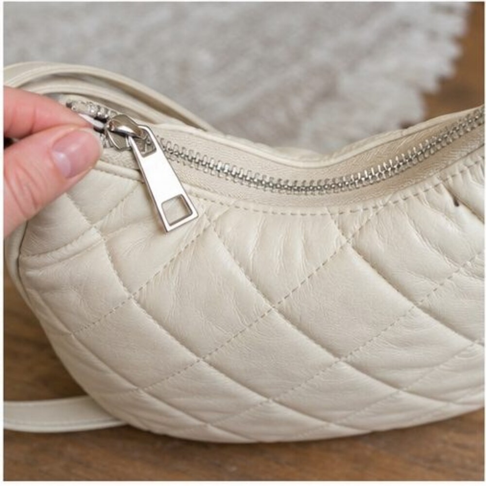 Cream Quilted Crossbody Bag - Picture 4 of 6